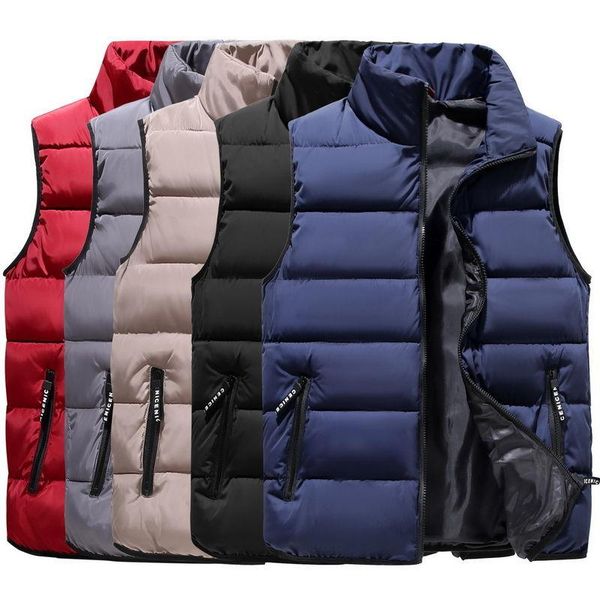 

men's vests 2022 men winter jacket down cotton waistcoat fashion stand collar warm loose streetwear vest thick padded coat y632, Black;white