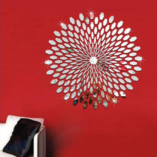 

sun stereo 3d acrylic mirror wall sticker mural removable decal art home bedroom tv background decoration decor mirrors