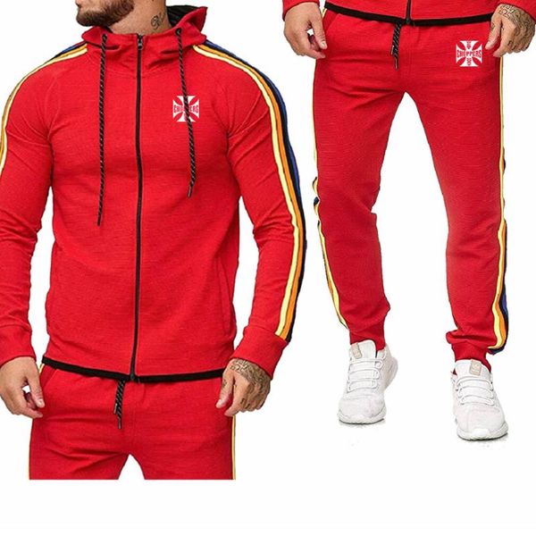 

men's tracksuits fashion spring autumn hoodie west kitchen knife cotton sweatshirt + sweatpan suit 2pcs, Gray