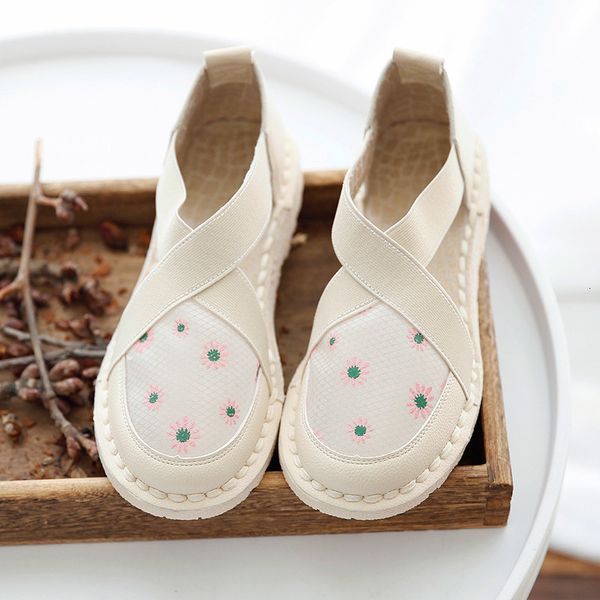 

sandals summer style literary fan daisy flower women's mesh breathable sandals soft sole casual flat student shoes, Black