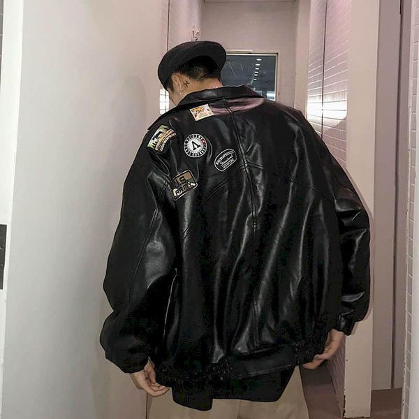 

men's jackets leather jacket male handsome bomb street motorcycle clothing spring autumn loose korean baseball uniform casual, Black;brown