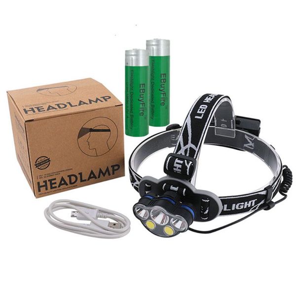

5*led headlamp head light waterproof usb charging headlight lamp for fishing torch camping lighting lantern headlamps