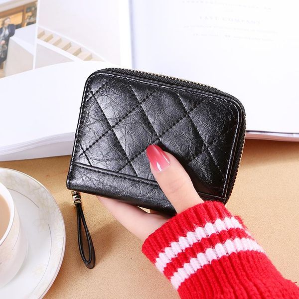 

wallets super fire small bag female tide korean version of the rhombus wallet summer wild short card package, Red;black