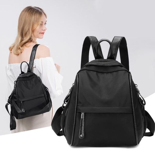

backpack style casual fashion women backpacks waterproof oxford school high capacity female travel bags 2021 black nylon