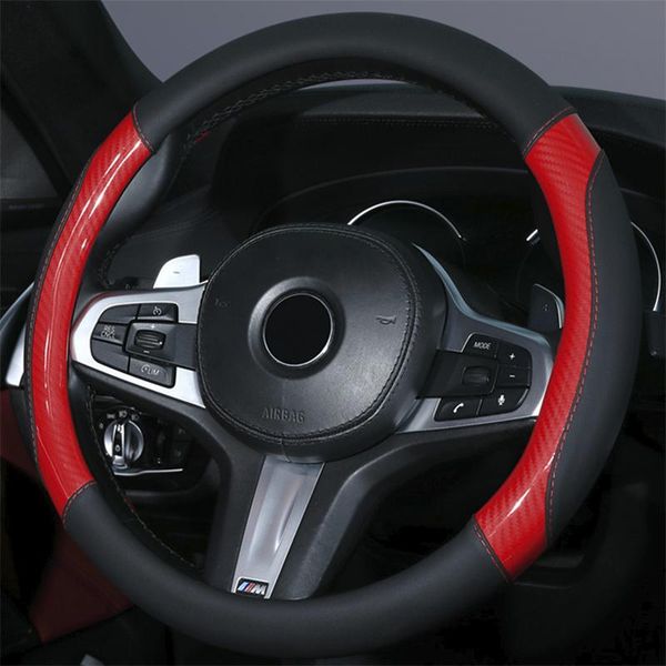 

steering wheel covers 38cm leather car cover carbon fibre + pu auto accessories interior