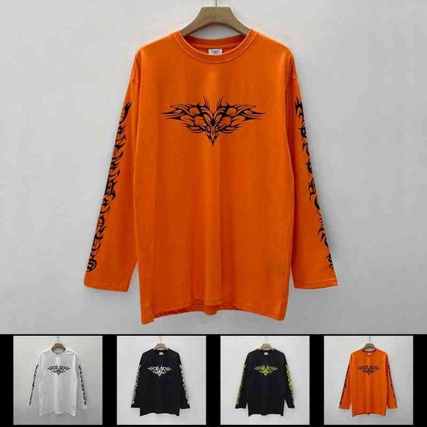 

vtm vetements long sleeve t-shirt witt moe os loose casual hip hop couple tee men's and women's fashion, Black