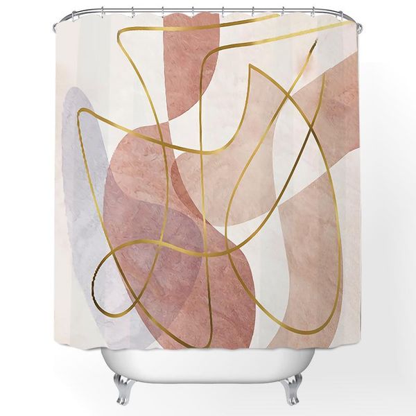 

shower curtains curtain waterproof nordic style pink gold geometric bathroom for