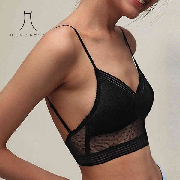 Heydress Sırtsız Bralette Fransız Dantel Kadınlar İnce Üçgen Kupa Lingerie Linceria Lady Seksi Dikişsiz Bra U Türü Kadın Brassiere 210426