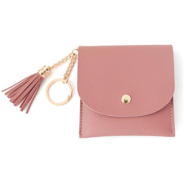 

card holders 2021 student thin holder for girls lady small tassel wallet women mini money coins purse with key ring, Brown;gray