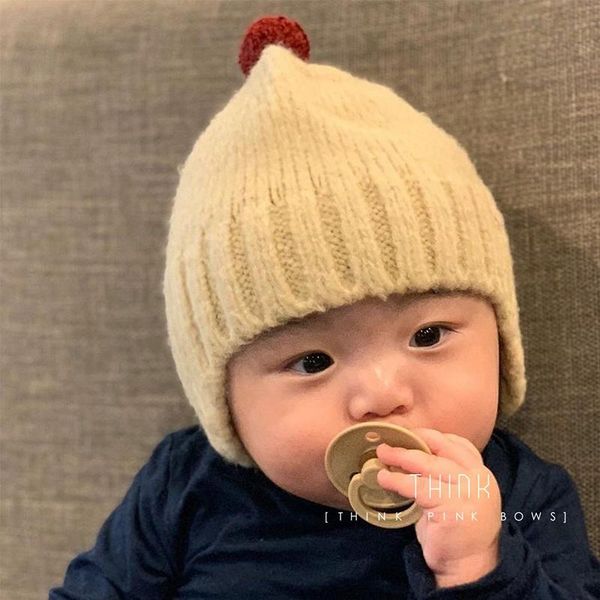 

caps & hats baby hat winter warm knitted beanie cap with pom kids cute fashion bonnet boys girls elastic accessories 2021, Yellow