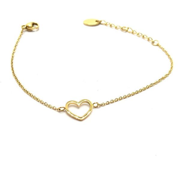 

titanium steel bracelet simple fashion heart-shaped link, chain, Black