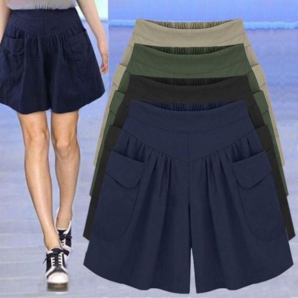 

women's shorts female simple women solid color short pants leisure ladies wide leg for summer, White;black