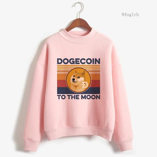 

women's hoodies & sweatshirts dogecoin to the moon kawaii hoodie men harajuku shiba inu funny cartoon graphic sweatshirt casual stree, Black