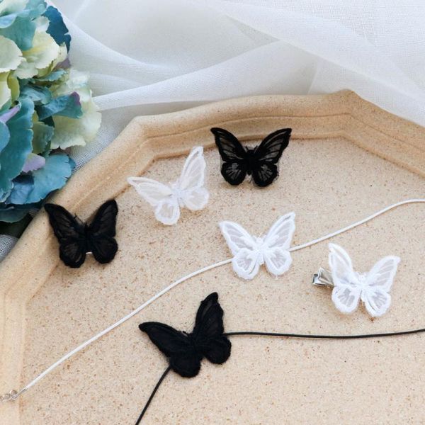

chokers fashion lace butterfly choker necklace for women sweet fairy white black handmade jewelry girl gifts accessories, Golden;silver