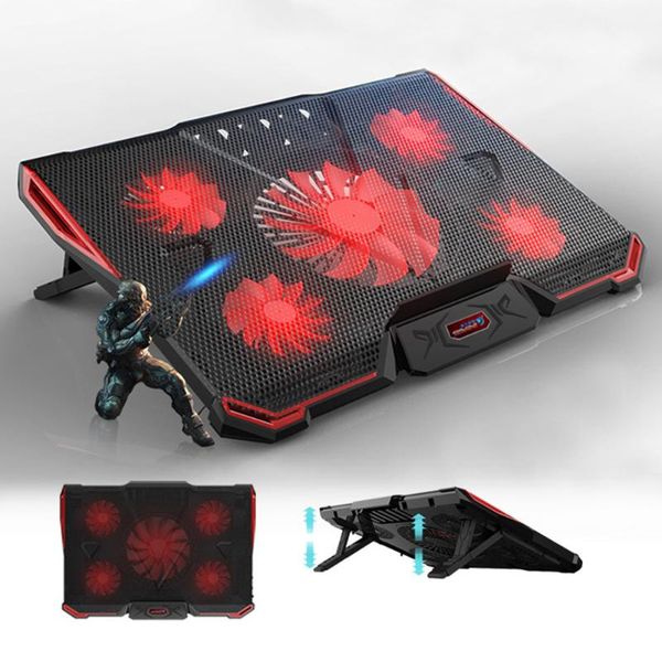 

lapcooling pads coolcold 13-17 inch gaming cooler notebook pad led five fans multi gear adjustable pc stand drop