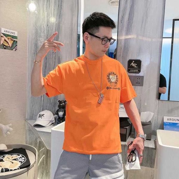 

crosin crosin 21 bear summer sanskrit new short trend t-shirt men's round neck cotton half sleeve isn, White;black