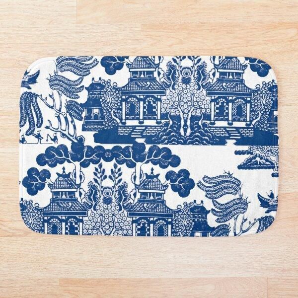 

bath mats blue willow chinoiserie and white porcelain inspiration mat bathroom set mirrofiber cartoon rug