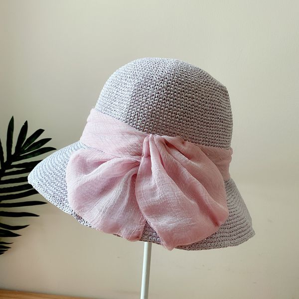 

big hat 2021 elegant fine grass hand hook straw women's summer cotton linen light yarn herringbone basin versatile fisherman's, Blue;gray
