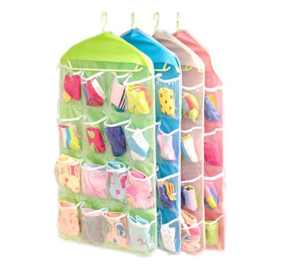 

storage boxes & bins portable 16 grid foldable wardrobe wall door back hanging bag underwear sock shoe organizer sundries