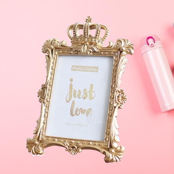 

7inch resin p frame decorative luxury picture frame with kickstand for standing on table(style a)