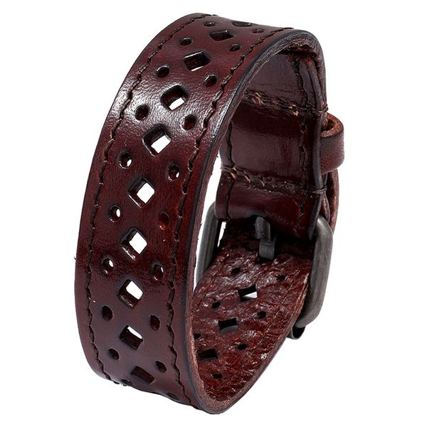 

hollow vintage belt leather bracelets for men jewelry punk wrap adjustable wristband bracelet&bangles hand strap, Golden;silver