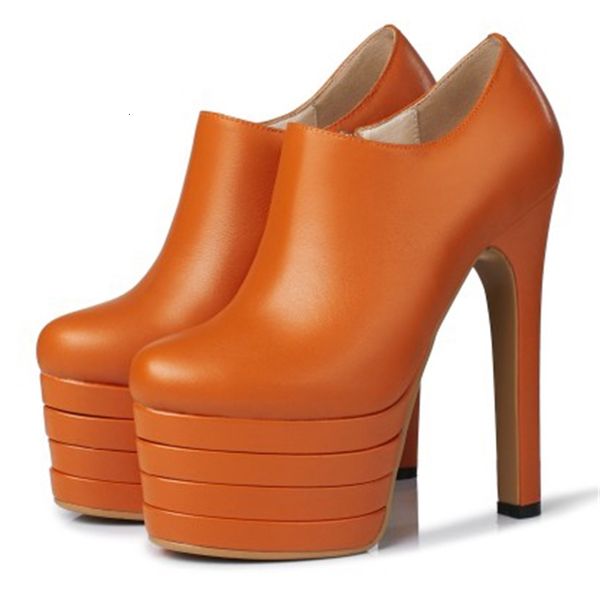 

sandals ol'female platform bombs of cow hide plaza high heels round toe pumps black gray orange female party shoes size eua 3-9 00gs