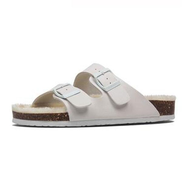 

slippers winter cork women's platform warm sandals slip-on outside ladies cute flat buckle plus 35-45, Black