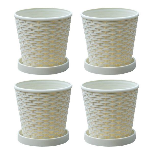 

planters & pots 4sets flower pot minimalist home decor tabledrainage hole outdoor succulents pp resin indoor with saucers accessories ro