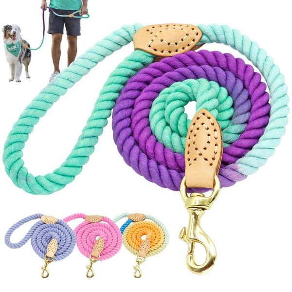 

leashing rope round colorful pet long leash outdoor dog walking training lead rope