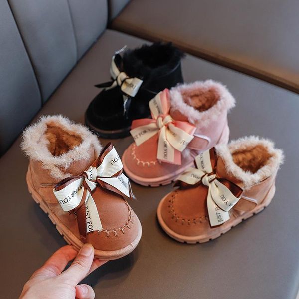 

girls snow boots winter fashion letter kids cotton shoes plush warm boys short boot anti-slip baby girl sz341, Black;grey