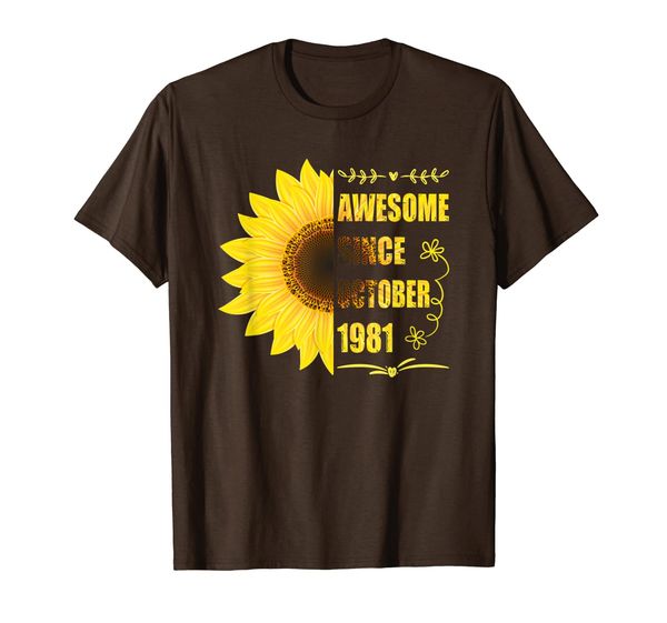 

born in october 1981 sunflower 38th birthday gift t-shirt, White;black