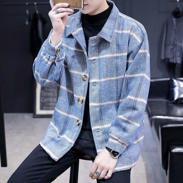 

men's wool & blends autumn fashion jacket coat men corduroy turn down collar pockets mens jackets casual outerwear windbreaker male, Black