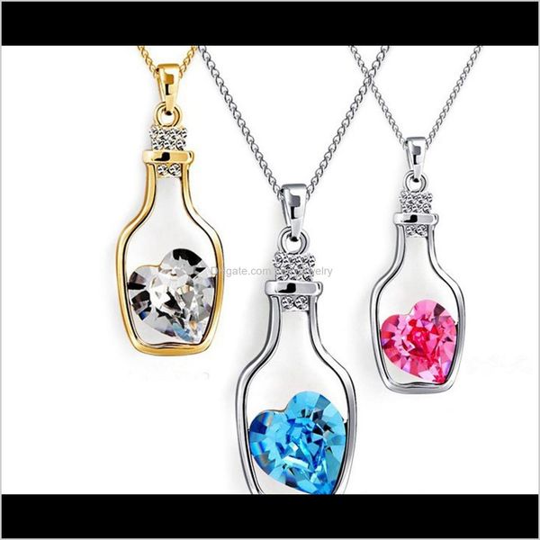 

necklaces & pendants jewelrybottle pendant for lover girlfriend women fashion elegant necklace with flash diamond heart austrian dff0571 dro, Silver