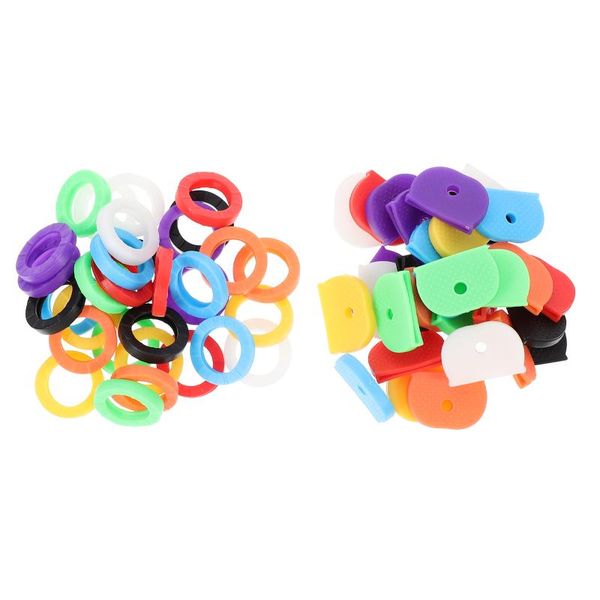 

keychains 64pcs rubber colored key sleeves covers recognition (as shown), Silver