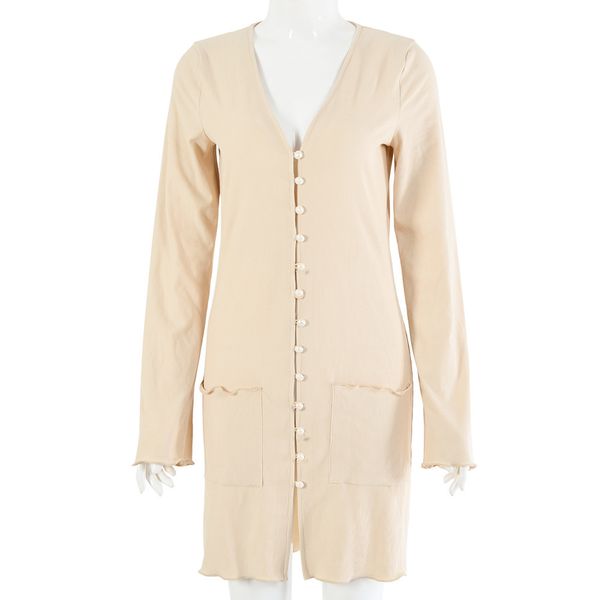 

shestyle khaki autumn long sweater women homewear ruffles v neck button up knitted casual oversize coat vintage cardigans dressing, Black;white