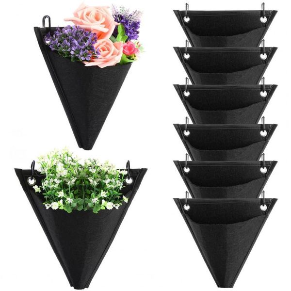 

s 3/6pcs plants hanging bags set wall succulents planter baskets hangers pots holder with hooks for indoor outdoor planters &