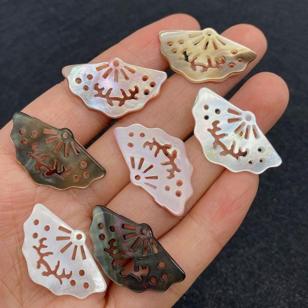 

charms wholesale multi-color fan shape pendant natural shells for jewelry making diy handmade accessories beaded decoration fashion, Bronze;silver