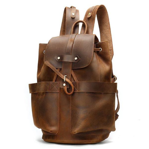 

backpack men women vintage lapcrazy horse leather backpacks for school bag mochilas travel male genuine
