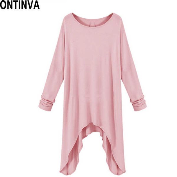 T-shirt rosa irregolari estive T-shirt oversize manica lunga casual da donna T-shirt nera taglie forti XXL 210527