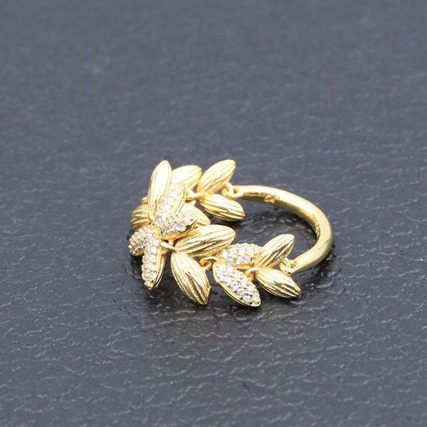 

cluster rings 925 sterling silver pan ring golden circle of seeds with crystal for women wedding party gift fashion jewelry, Golden;silver