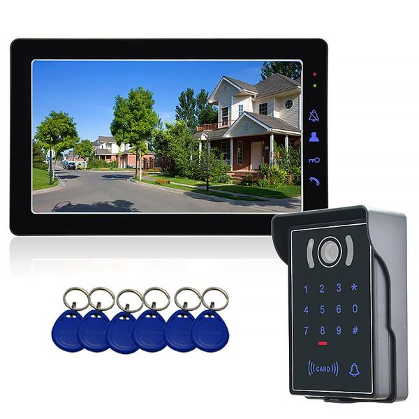 

video door phones 9 inch wired intercom system password frid card access control ir night vision waterproof camera phone kits