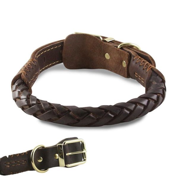 

hand knitted dog collar for large medium dogs soft pet with strong copper buckle red brown black collars & leashes