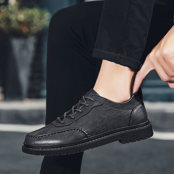 

dress shoes spring men's casual leather soft-soled fashion comfortable and breathable outdoors driving kqbn, Black