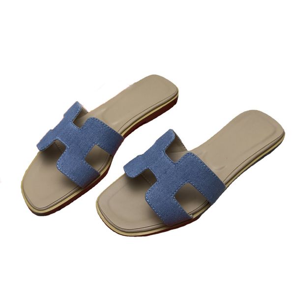 

slippers 2021 spring and summer new h slippers denim blue girl net red fairy versatile flat bottomed beach one word cool slippers zly {categ, Black