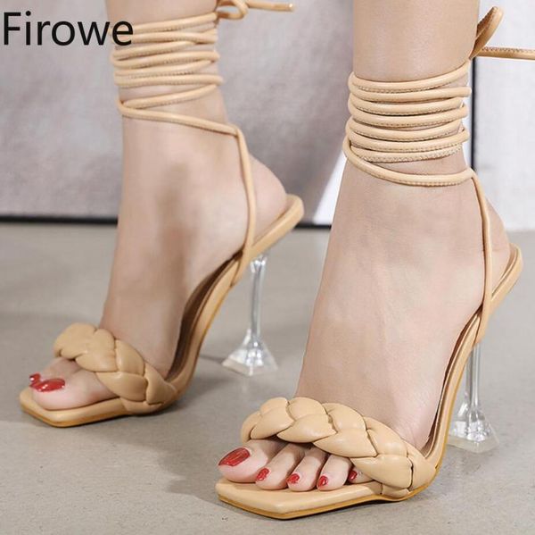 

sandals firowe women design weave transparent strange high heels ladies shoes sandalias de tacon clear for, Black
