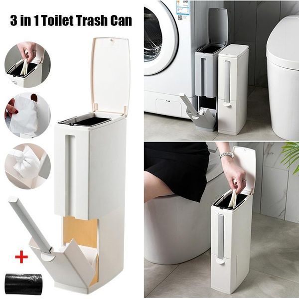 

waste bins bathroom trash bucket set bin plastic with toilet brush dustbin kitchen can garbage bag household cleaning tools