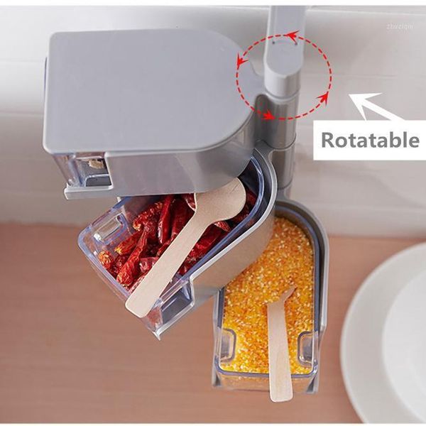

storage bottles & jars 2/3/4 tier rotatable kitchen seasoning boxes wall-mounted plastic spice lid can sugar layers organizer box