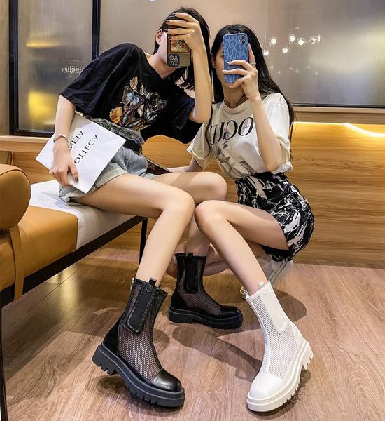 

boots spring womens shoes black casual zipper easy to put on take off single mesh breathable high top
