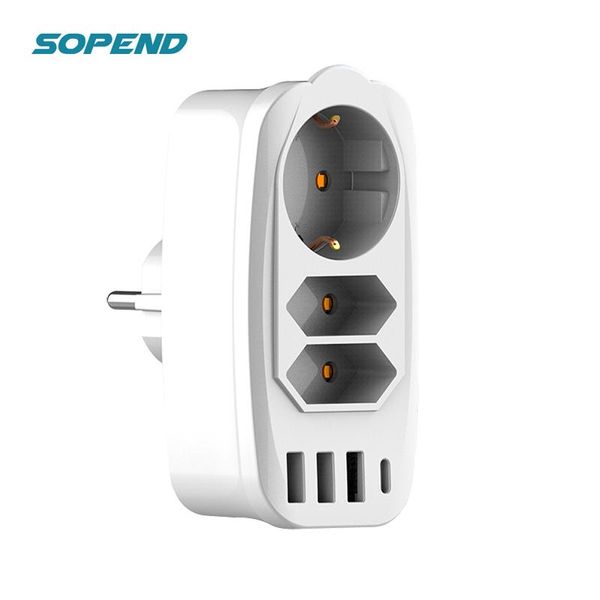 

smart power plugs sopend 7 in 1 strip eu plug overload protection with 4 usb and usb-c ports 3 outlets 4000w smarts wall socket home office