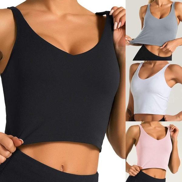 

women's tanks & camis fashion women tube sports bra sleeveless solid color casual vest ladies movement short slim tank gym outdoor, White
